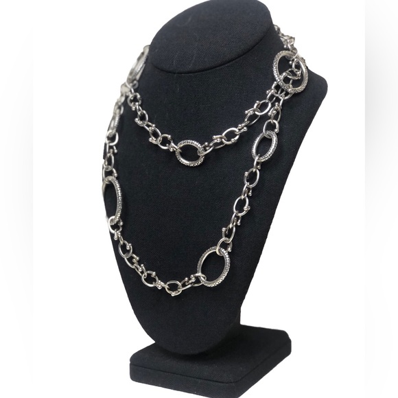 MICHAEL DAWKINS Sterling Silver Caviar Starry Night Link Toggle Necklace 36” - Picture 9 of 17